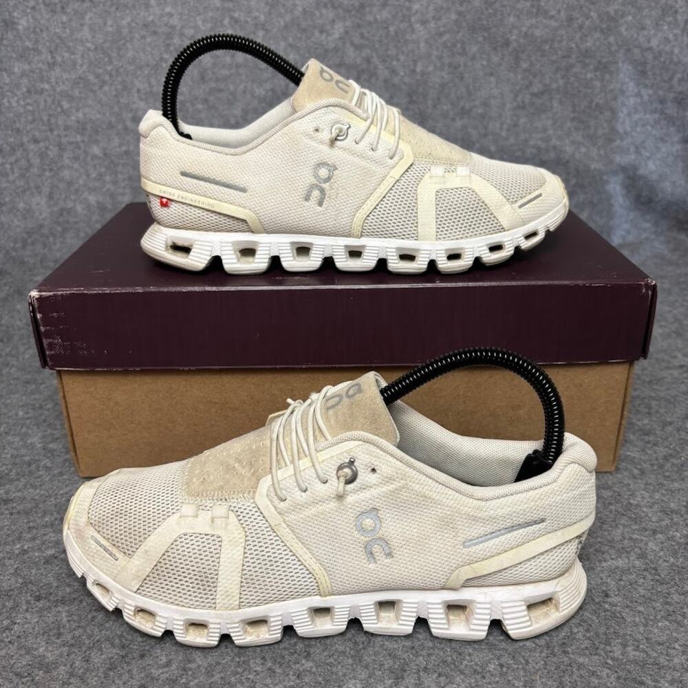 On Cloud 5 Undyed White Mesh Athletic Running Shoes Womens Size 7.5 US 59.98373